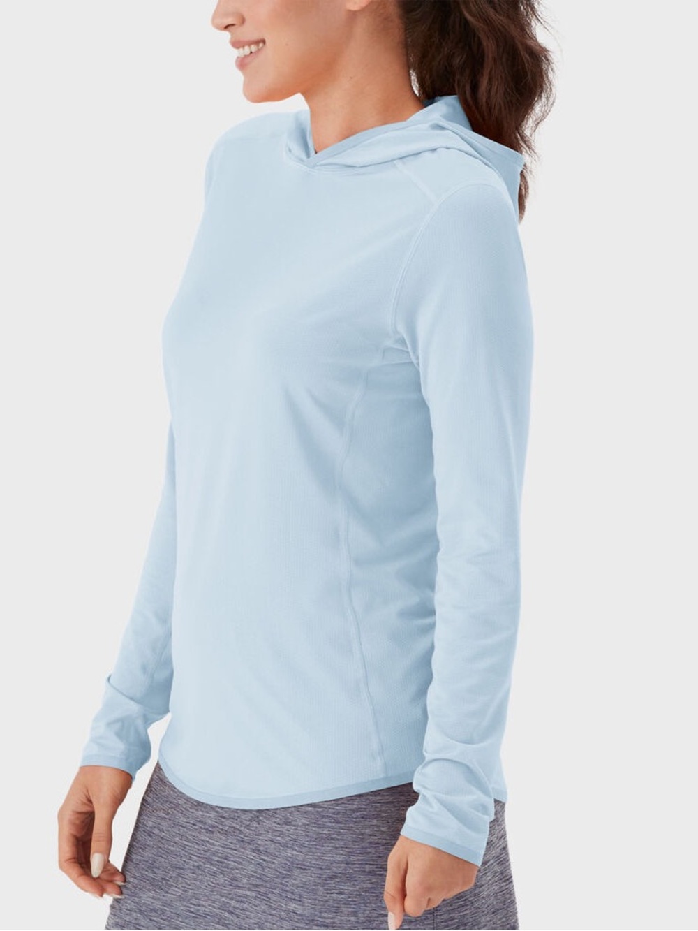 Duluth Trading Co Light Blue Women's Hooded UPF 50 Long-Sleeve Top